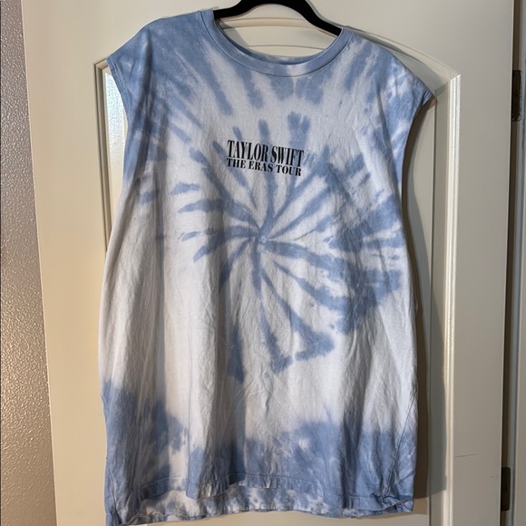 Taylor Swift Tops - Taylor Swift Tie-Dye Short Sleeveless Tee T Shirt Blue White Eras XXL 2X